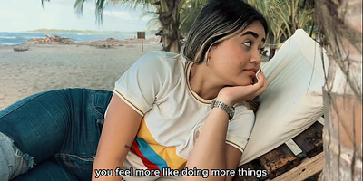 Danny Medina gets a hot surprise from a stunning beauty above the beach